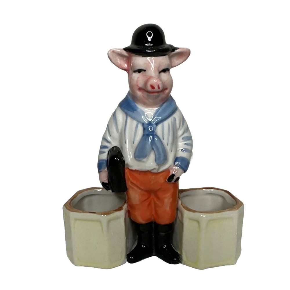 Mustard Pot Schoolboy Pig Figurine Salt Pepper Art Deco Style German Sto…
